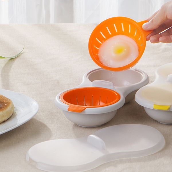 

kitchen double egg cooker mini creative tableware microwave oven special steamed egg double-layer steamed egg bowl with lid