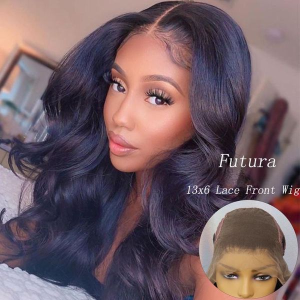 

ivyna natural color synthetic lace front wigs 13x6 futura heat resistant long wavy synthetic hair wigs black women pre plucked