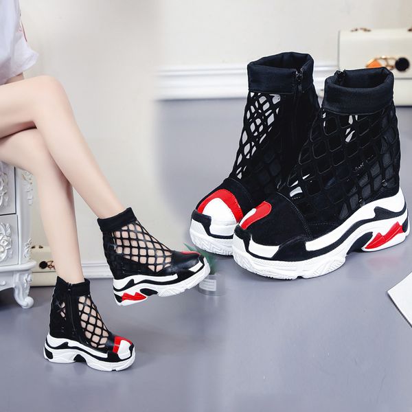 

slope heel sandals woman 2019 summer new 100-piece muffin heel thick-soled roman women's shoes chic shoes retro sandals, Black