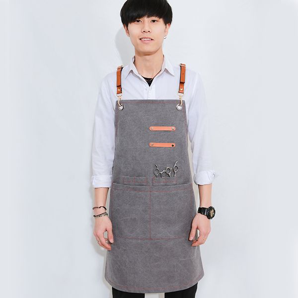 

denim apron logo custom florist hairdresser apron barista shop restaurant bar men and women overalls