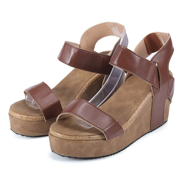 

ladies wedge sandal shoes women zapatos de mujer female open toe breathable beach sandals rome elastic band casual wedges shoes, Black