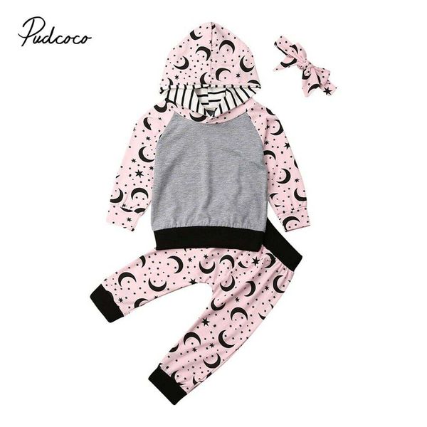 

2019 brand infant baby girl clothes patchwork cotton hooded pants legging 3pcs autumn cotton outfits baby clothing, White