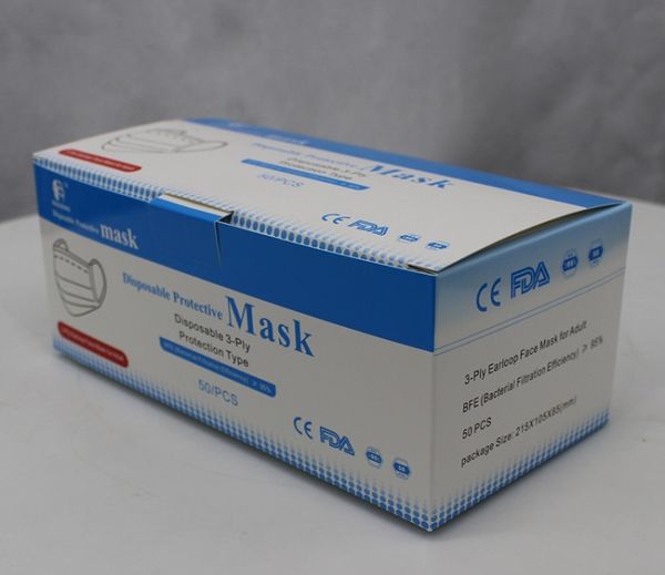 

disposable 3ply ce fda face mask dust anti virus filter earloop mask 3 layers 50pcs per box