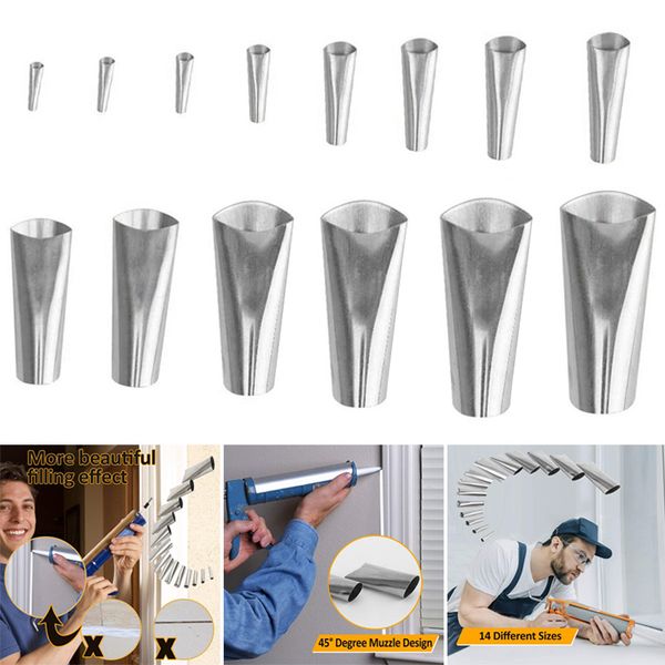 

perfect caulking finisher kit 14pcs stainless steel caulk nozzle applicator reusable caulking finishing hand tool sets