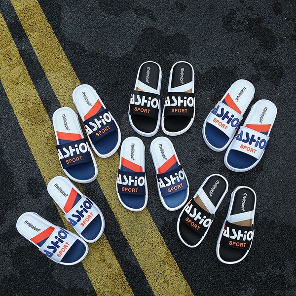 

2020 new fashion wild summer couple slippers ladies anti-skid sandals the personality word sandals outdoor beach shoes sandals men big size, Black