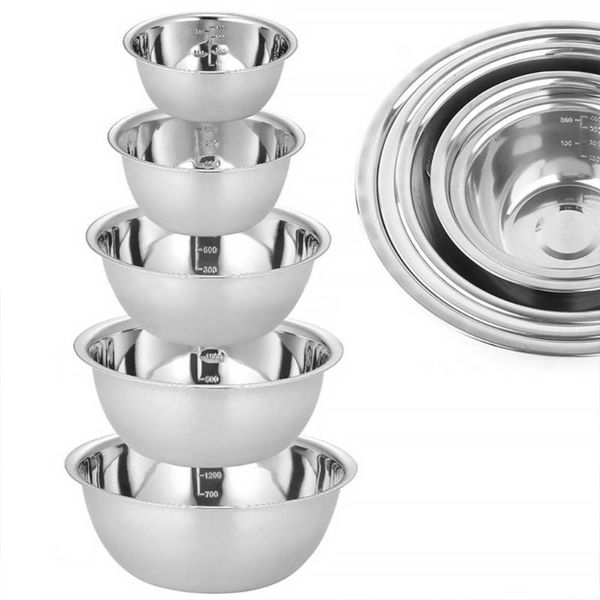 

camp kitchen picnic bbq stainless steel bowls camping portable bowl outdoor household cooker(set of 5)