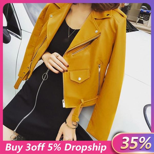 

european style pu leather jacket 2019 new autumn motorcycle leather outwear women slim biker coat basic streetwear#3, Black