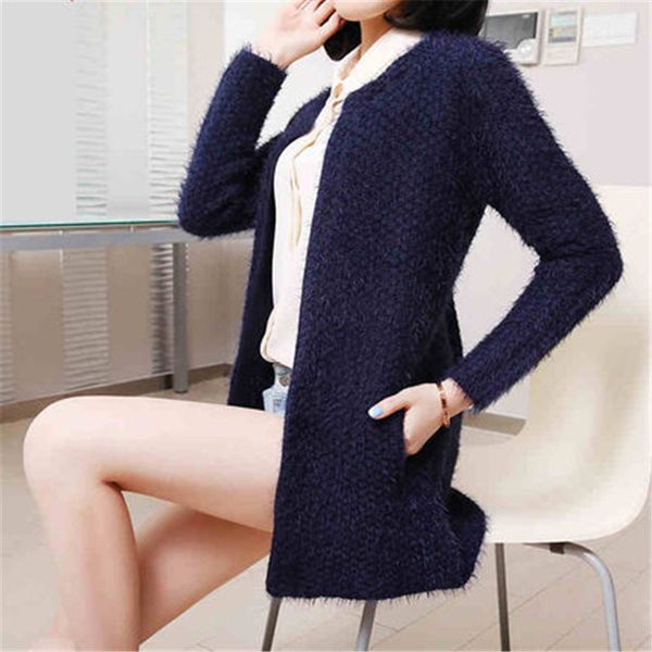 

горячая зима женщины шерсть кашемир свитер напряжения femme o шея длинные карманные твердые женские свитера вязаные кардиганы с длинным рука, White;black