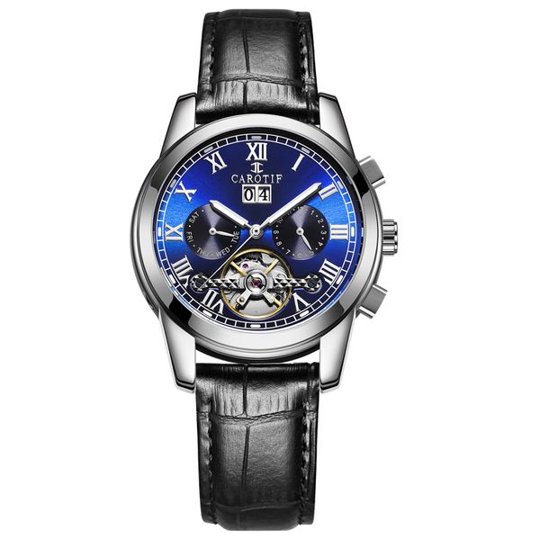 

2019 новых часы мужских механических часов мужского полностью автоматический полый бизнес водонепроницаемый реальный ремень, Slivery;brown