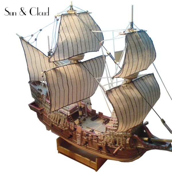 

1:100 3d england golden hind galleon ship boat paper model assemble hand work puzzle game diy kids toy