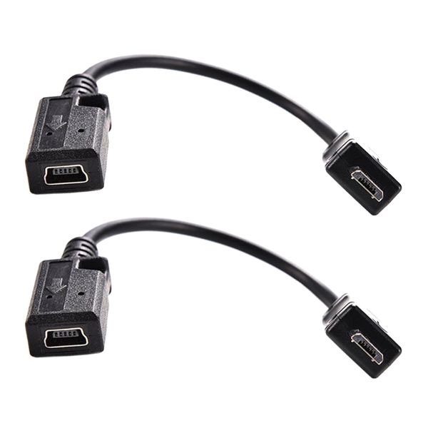 

2x micro usb male to usb female power charger adapter cable black cord wire