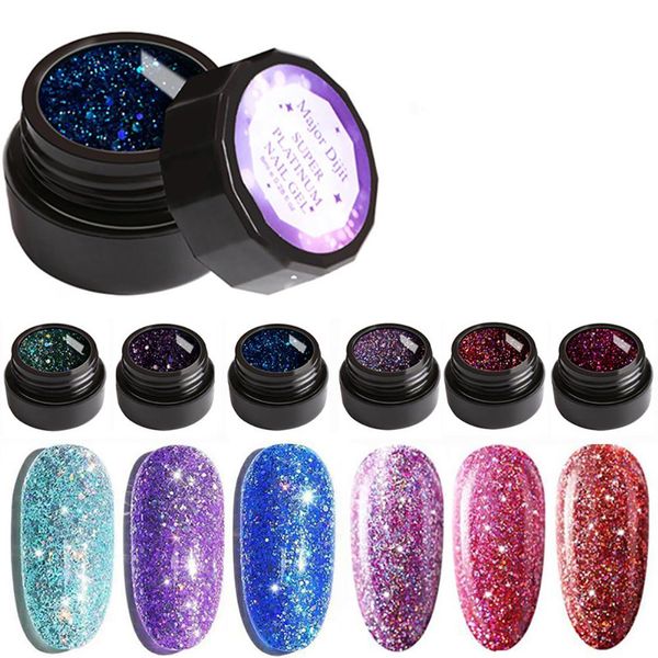 

5ml colorful glitter nail polish diy uv nail art gel polish 6 colors optional