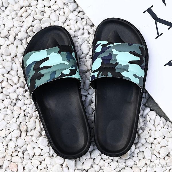 

designer rubber slide sandal floral brocade men slipper gear bottoms flip flops trend light striped beach slippers camouflage flip-flops, Black