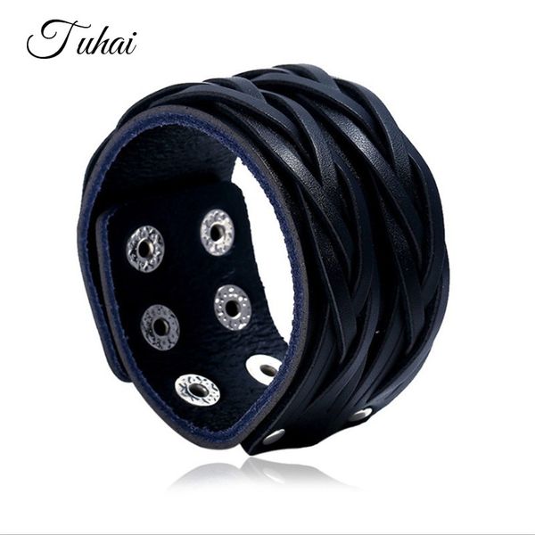 

fashion punk multilayer made wide genuine leather bracelet for male trendy jewelry buckle wrap wristband bangles, Golden;silver