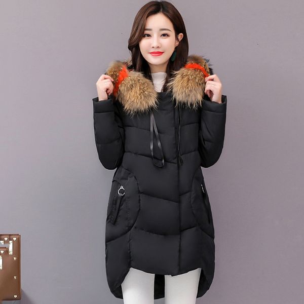 

2019 plus size 4xl 5xl winter jas women coated outrunner hooded colorful fur female jacket long parka mujer invierno, Black