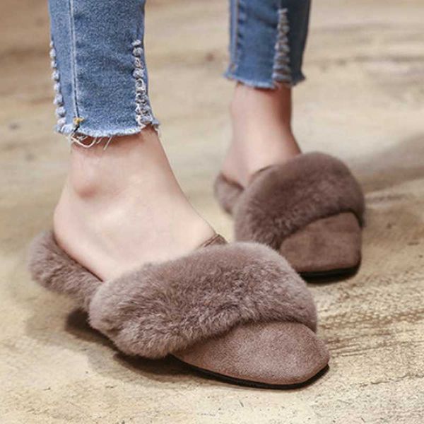 

nice spring autumn super elegant women slippers indoor leisure warm shoes woman faux fur comfortable slippers for ladies, Black