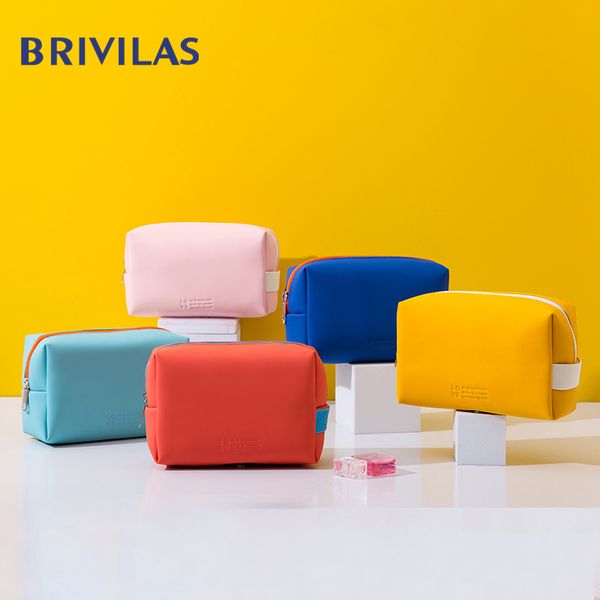 

brivilas pu mini cosmetic bag women waterproof cute candy colors makeup bags portable storage fashion travel box