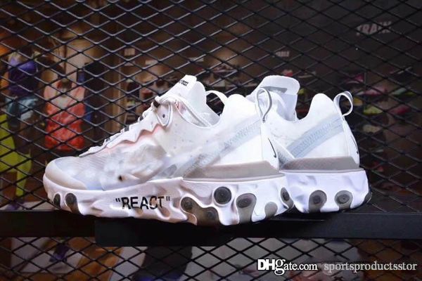 

fashio off brand men platform women sports shoes mens athletic trainers white running sneakers undercover react element 87, Black
