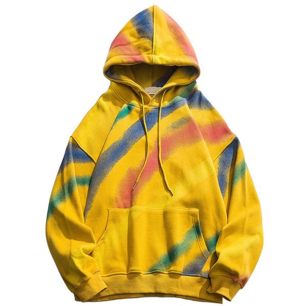 

2020 winter new hip hop hoodie sweatshirt rainbow color graffiti streewwear hoodies harajuku men hooded pullover cotton autumn, Black