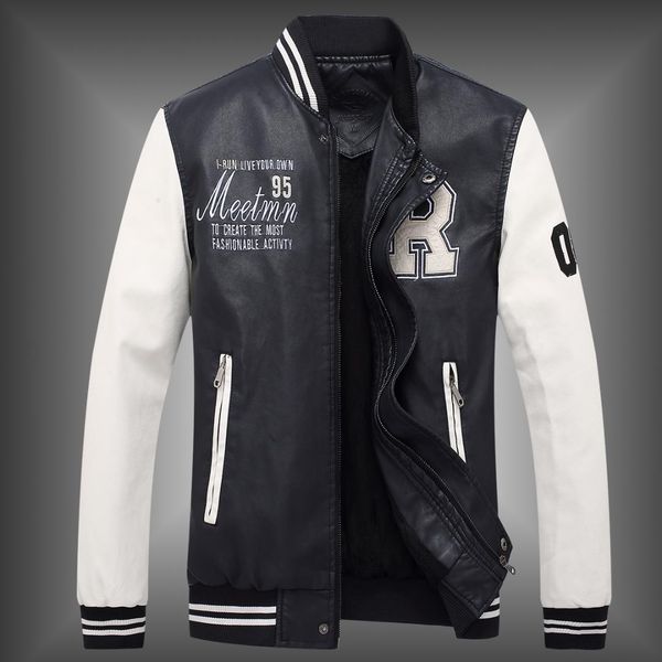 

2019 autumn and winter leather coat men's outerwear amazon foreign trade men's wear pu coat washing new style, Black