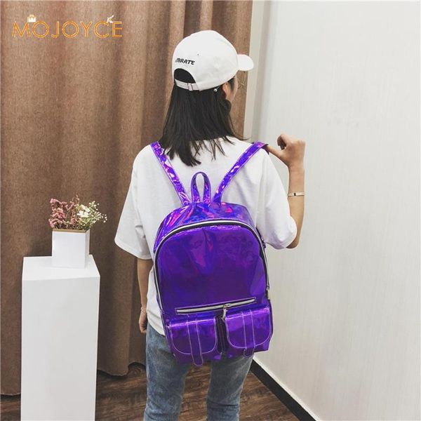 

shiny backpack women large capacity college style girls zipper shoulder bag pepu