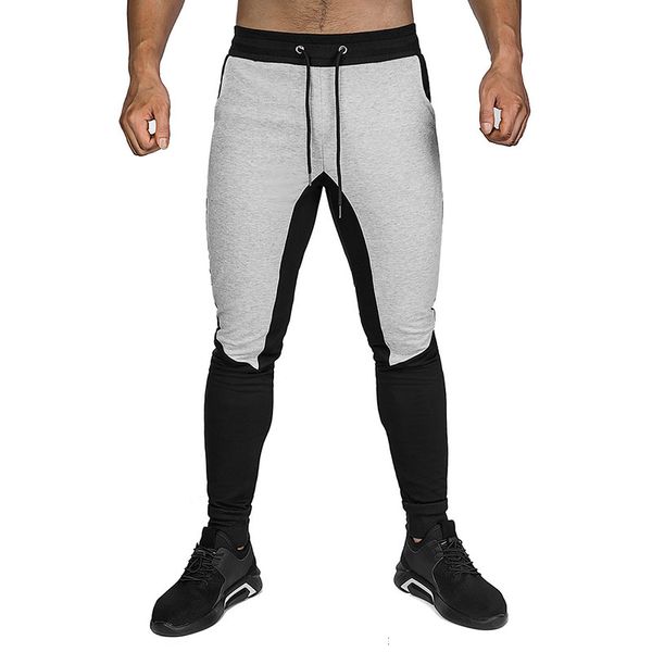 

men's fashion slim gym fitness pants male mid waist sports trousers plus size outdoor, Blue