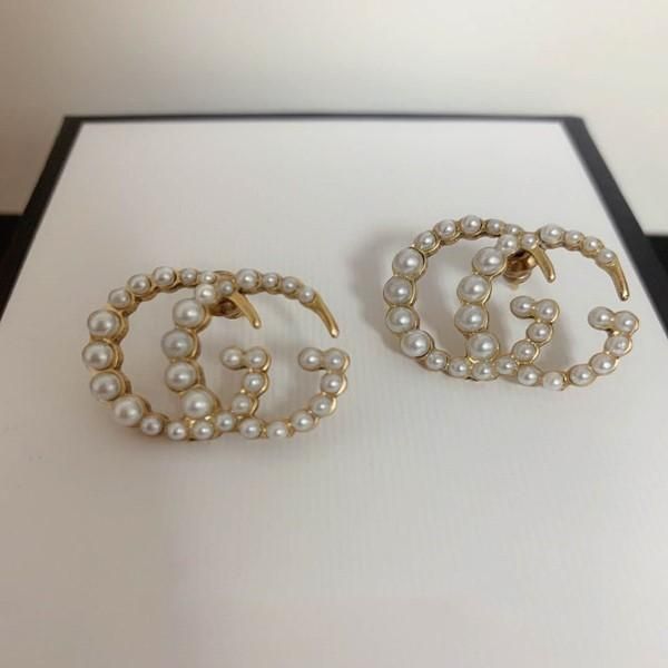 

new simple letter g fashion pearl designer earrings luxury designer jewelry women earrings, Golden