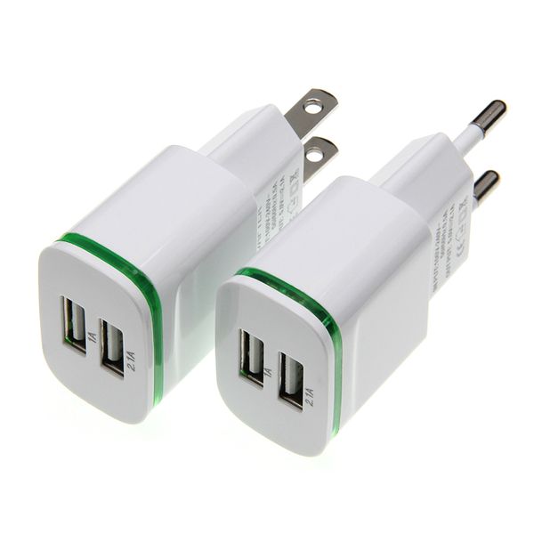 Universal 2 Ports USB Ladegerät Adapter 2A Reise Ladegerät LED Lampe USB Stecker Multi Port HUB Adapter für Mobiltelefone