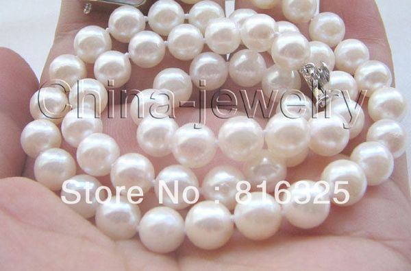 

perfect 7~8 mm white japanese akoya pearl necklace-18, Silver