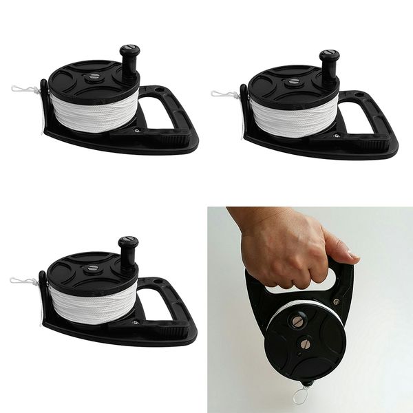 

3pcs scuba diving wreck smb dive reel with handle and 150ft line black