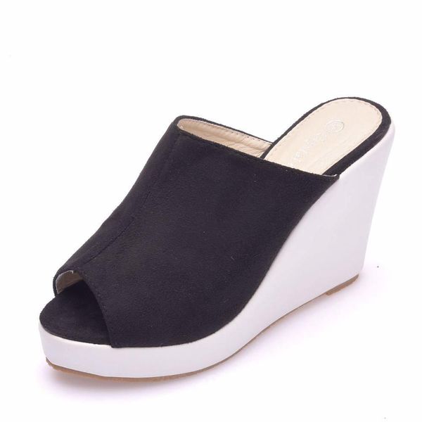 

brand sandals lady platform wedge sandals high heels summer shoes woman 2019 wedges shoes for women, Black