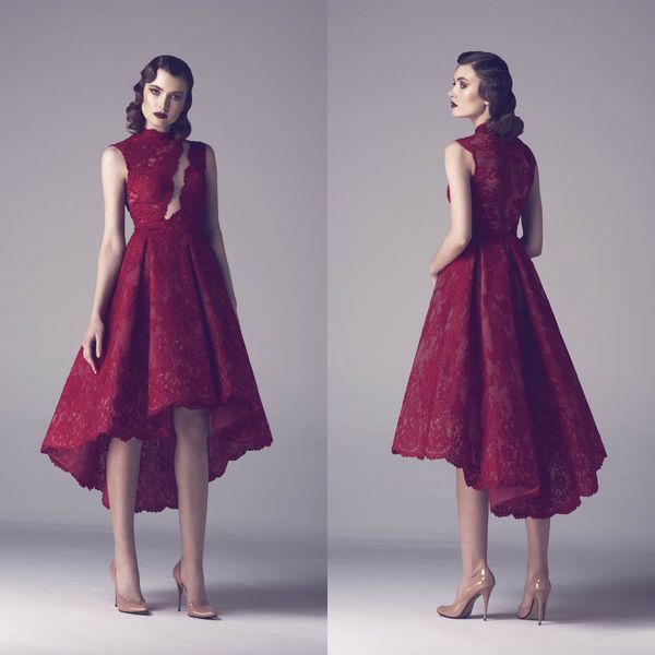 

dark red short prom dresses 2019 popular hi lo lace designer homecoming cocktail party dresses fadwa baalbaki formal evening gowns cheap, Black