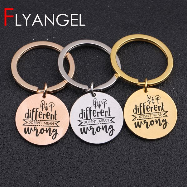 

creative inspirational key chains different doesn't meanwrong lettering keyring anyone keys holder bag charm tag, Silver