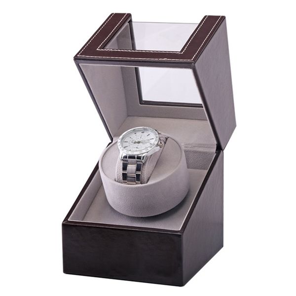 

watch winder collection transparent cover case wristwatch motor shaker rotation us plug display box automatic mechanical jewelry, Black