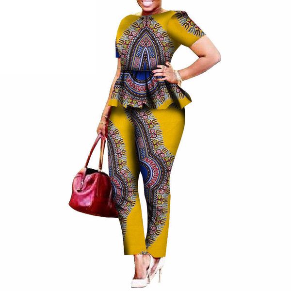 

африканских одежда краткая две пьесы комплекты топ и брюки африканскую одежда для наборов женщины хлопок труда женщин одежда для женщин, Red