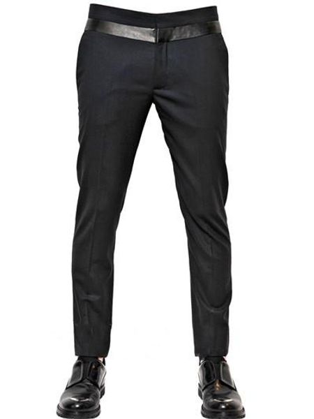 

27-44 big yards men's trousers 2020 new front door leather style suit with nine casual trousers, Black