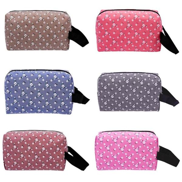 

fashion women waterproof flower print clutch cosmetics storage makeup bags