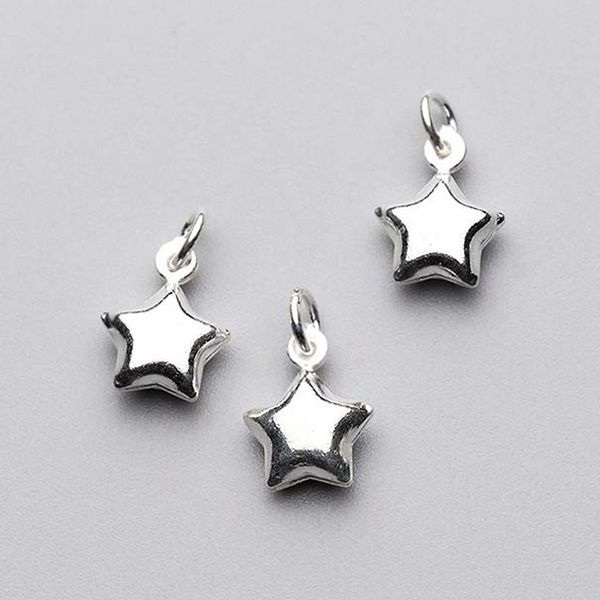 

100% 925 sterling silver star charms 12mm simple design women jewelry decoration silver pendants diy fine gift jewelry making, Bronze;silver