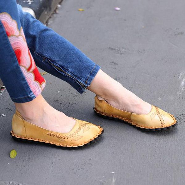 

johnature flats women shoes 2020 new spring/autumn genuine leather round toe totem casual retro soft comfortable ladies shoes, Black