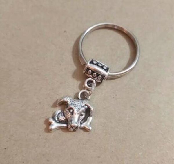 

30pcs/lot dogs eat bones keychain ancient silver key ring for bag key holder charm pendant car chains ring women & men