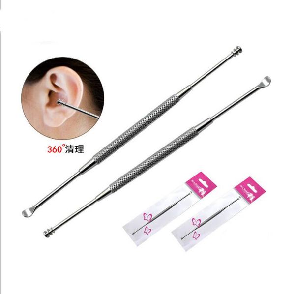 De orelha de aço inoxidável Colher Earpick cera Ferramentas Ear Remoção de limpeza orelha orelhas Cuidados Segurança Earpick Dig Rodada dispositivo de limpeza