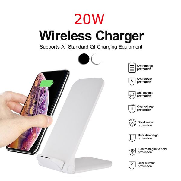 

quic 20w qi wireless folding vertical fast charger charging bracket high power docking stand for xiaomi huawei vivo