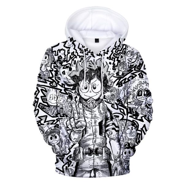 

my hero academia 3d hoodies men women casual hoodie autumn tracksuits hooded pullovers cartoon my hero academia sweatshirts, Black