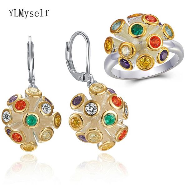 

multi cz earrings ring sets trend silver 2 tone plated beautiful jewelry women's jewellery stunning 2pcs set