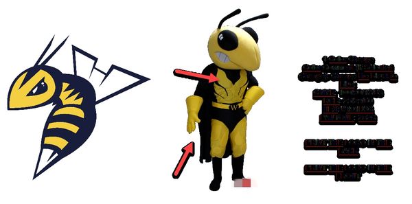 

bumblebee mascot costume size add logo, Red;yellow