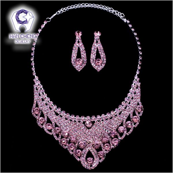 

hancheng роскошные свадебные украшения посеребренные полые капли дождя многоцветный горный хрусталь ожерелье для женщин свадебные украшения, Silver