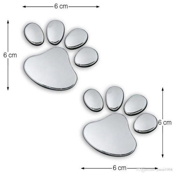

a pair car sticker cool design paw 3d animal dog cat bear foot prints footprint 3m decal car stickers silver gold