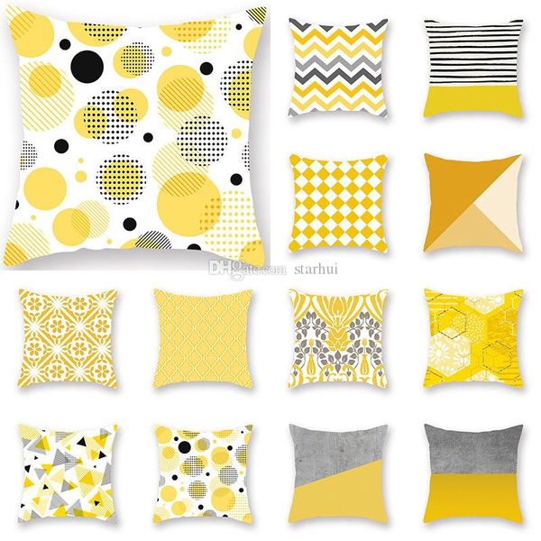 

new yellow geometric pillow case cushion cover glamour square printing pillowcase cushion cover home office sofa car decoration wx9-1245