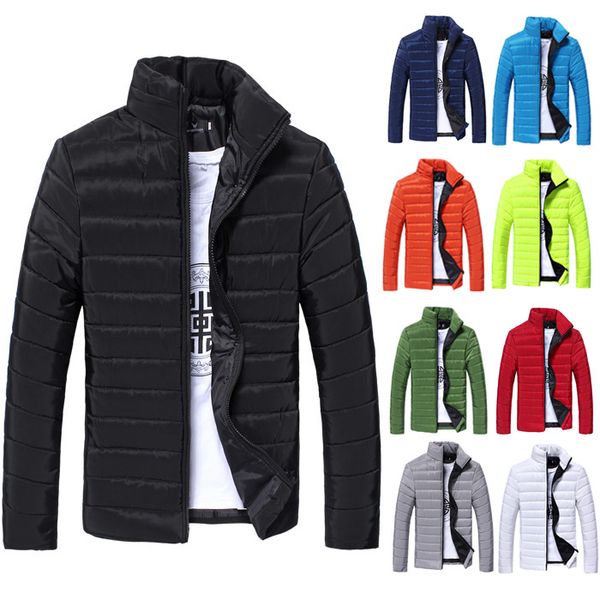 

winter jacket men fashion stand collar male parka jacket mens jackets and coats man winter parkas clothing solid plus size 3xl, Black