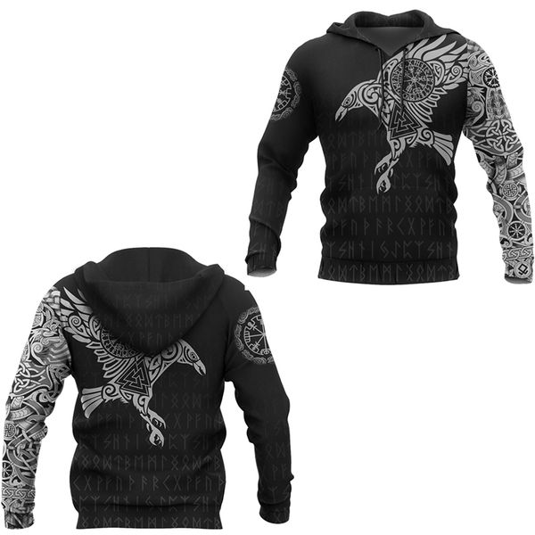 

plstar cosmos viking warrior tattoo newfashion спортивный костюм повседневная 3dprint пуловер унисекс толстовки/толстовки / куртка / мужчины, Black